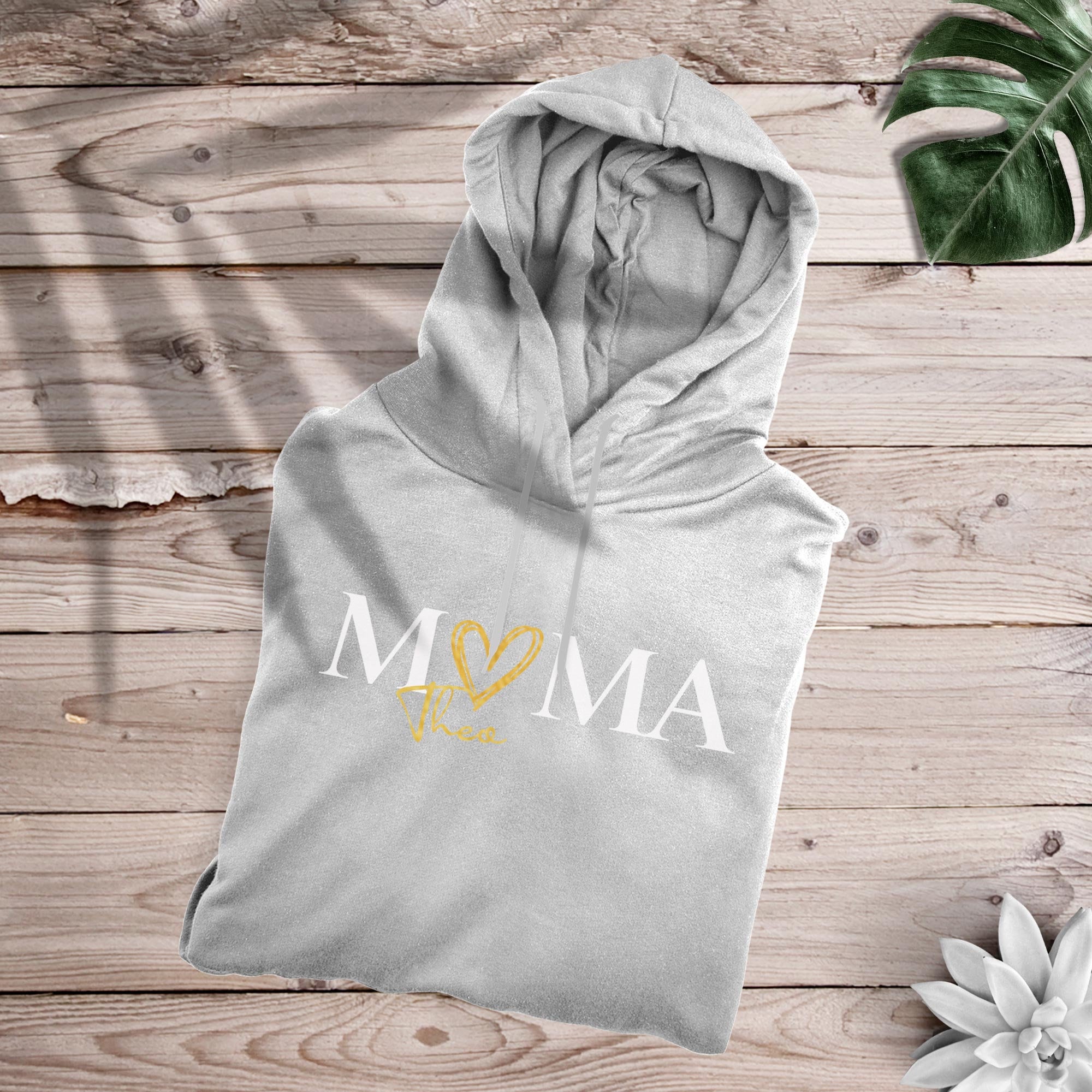 Mama Hoody Herz grau personalisiert mit Namen