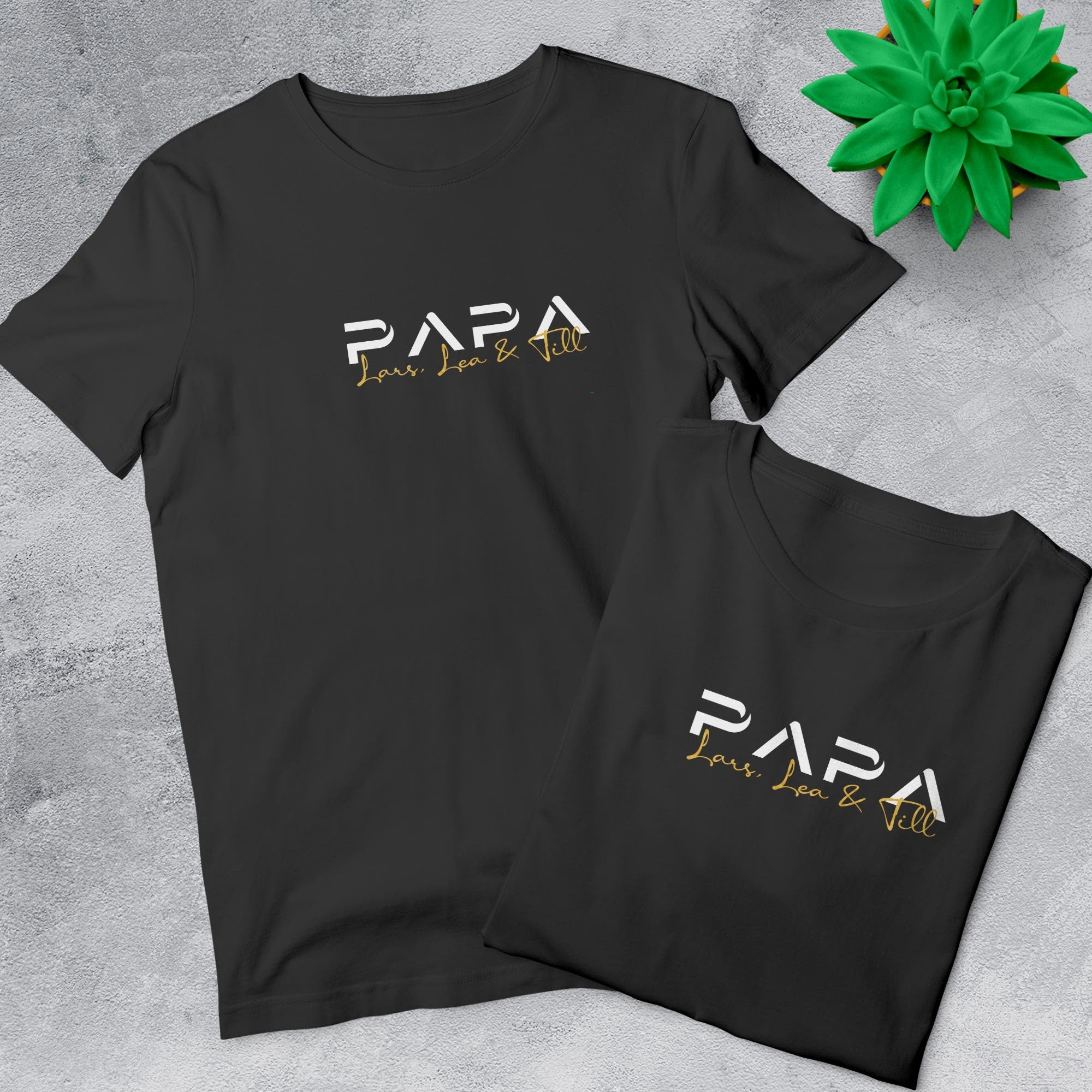 Papa I T-Shirt schwarz, personalisiert mit Namen