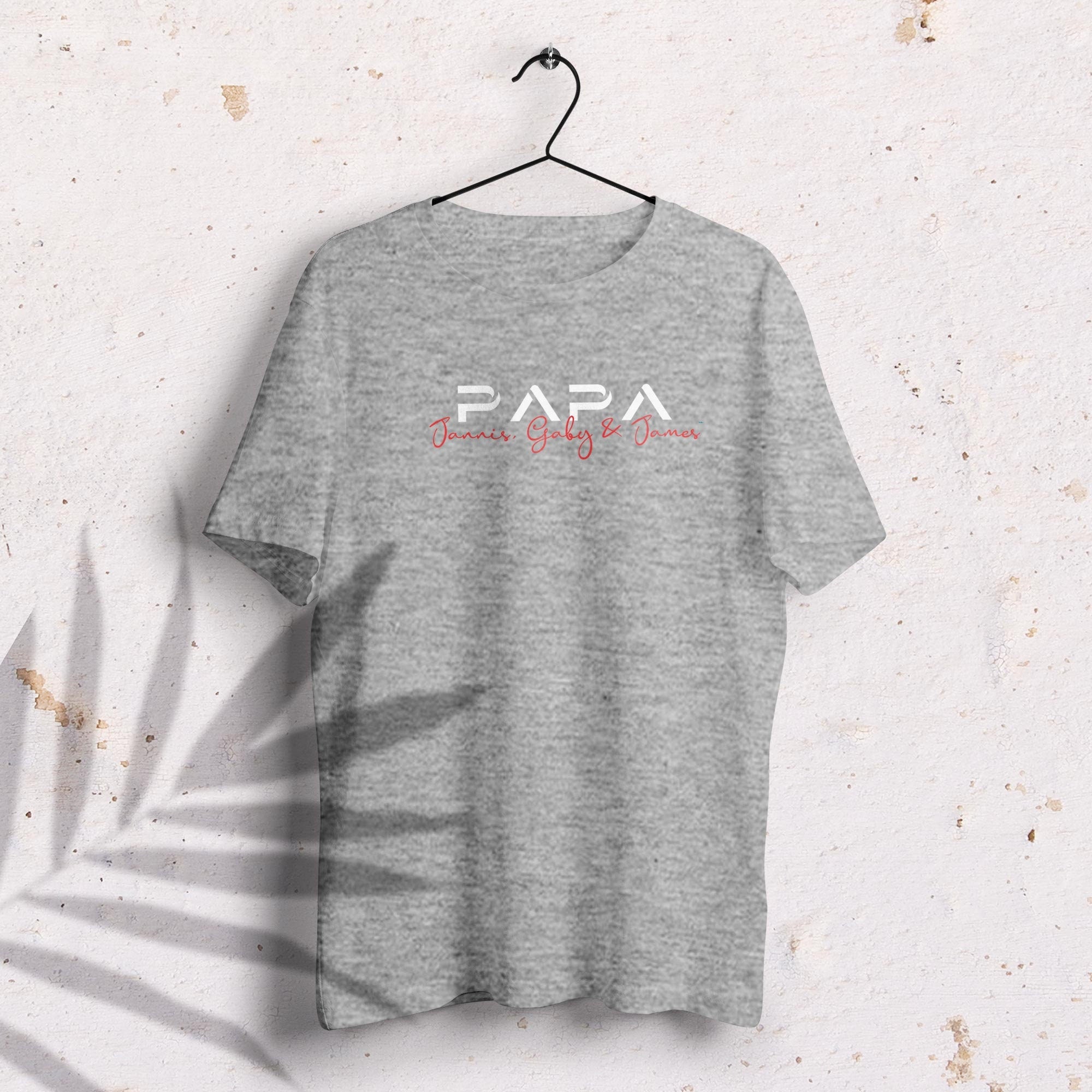 Papa I T-Shirt grau, personalisiert mit Namen