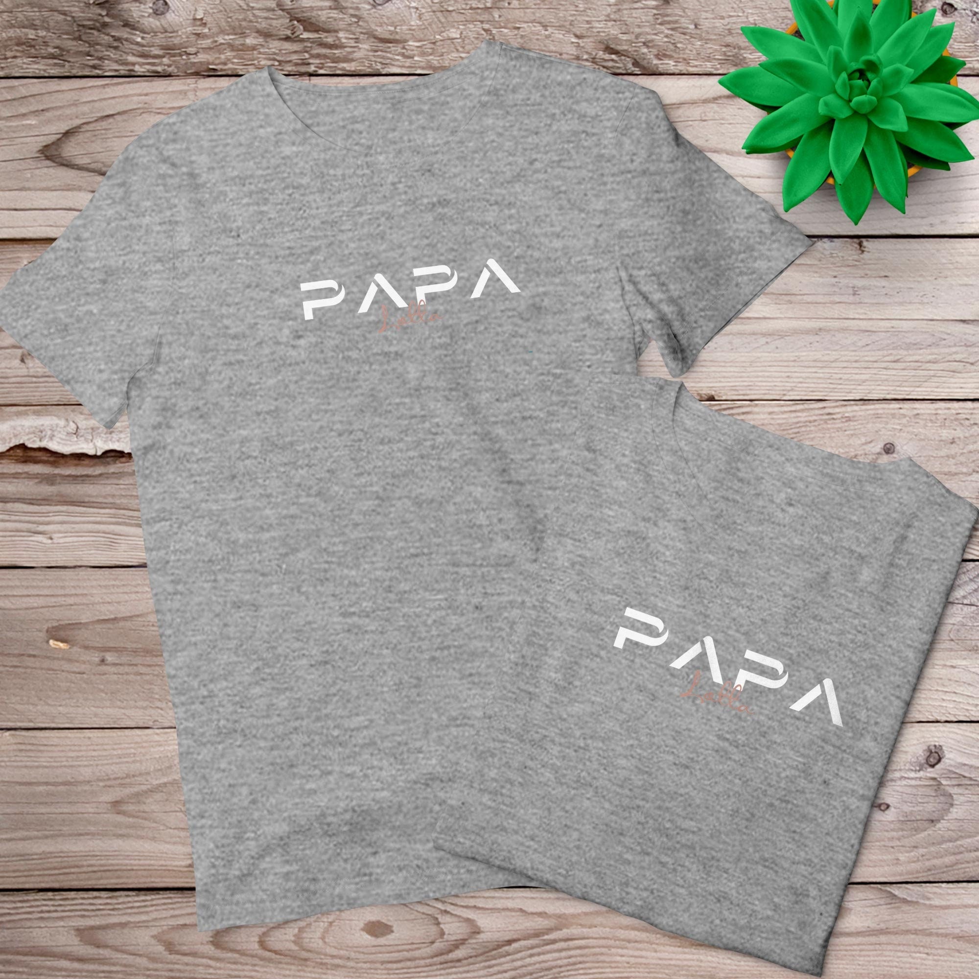 Papa I T-Shirt grau, personalisiert mit Namen