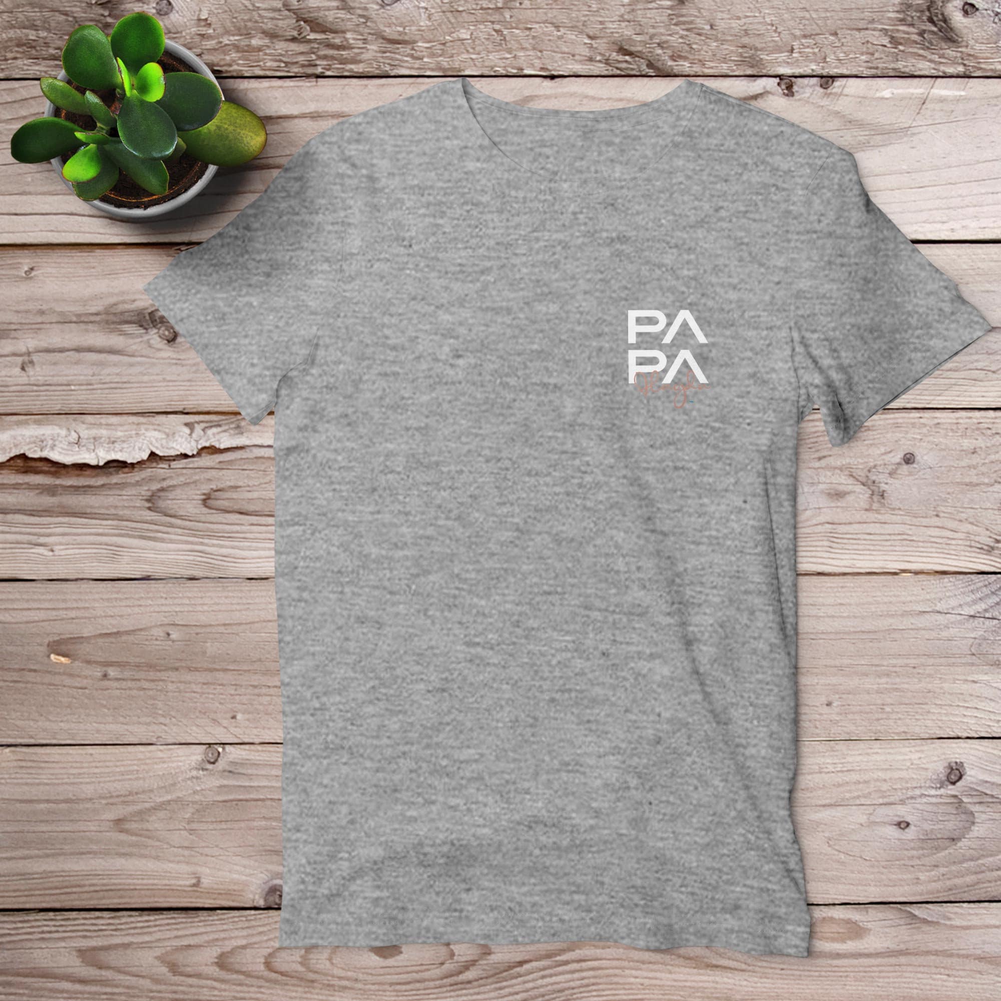 Papa T-Shirt grau, personalisiert mit Namen