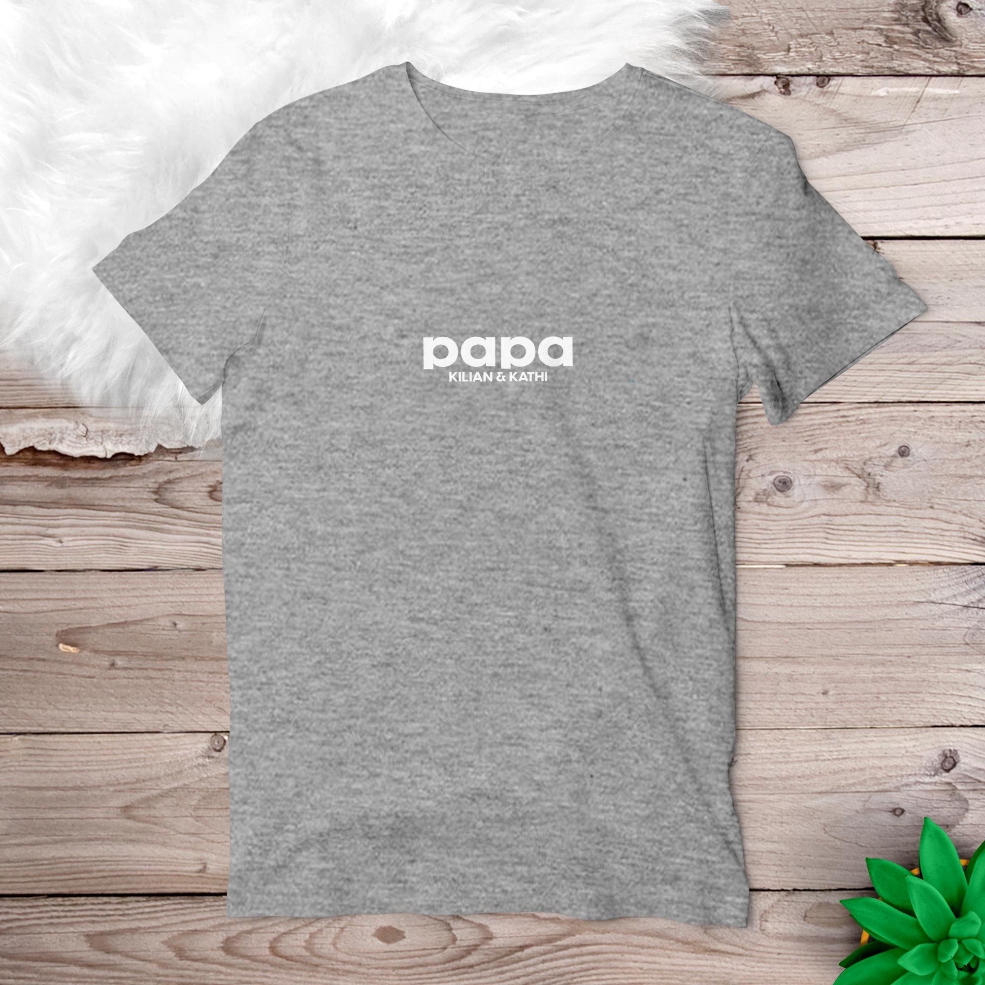 Papa T-Shirt simple grau, personalisiert mit Namen