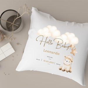 Kissen Hello Baby bedruckt personalisiert Geburtsdaten