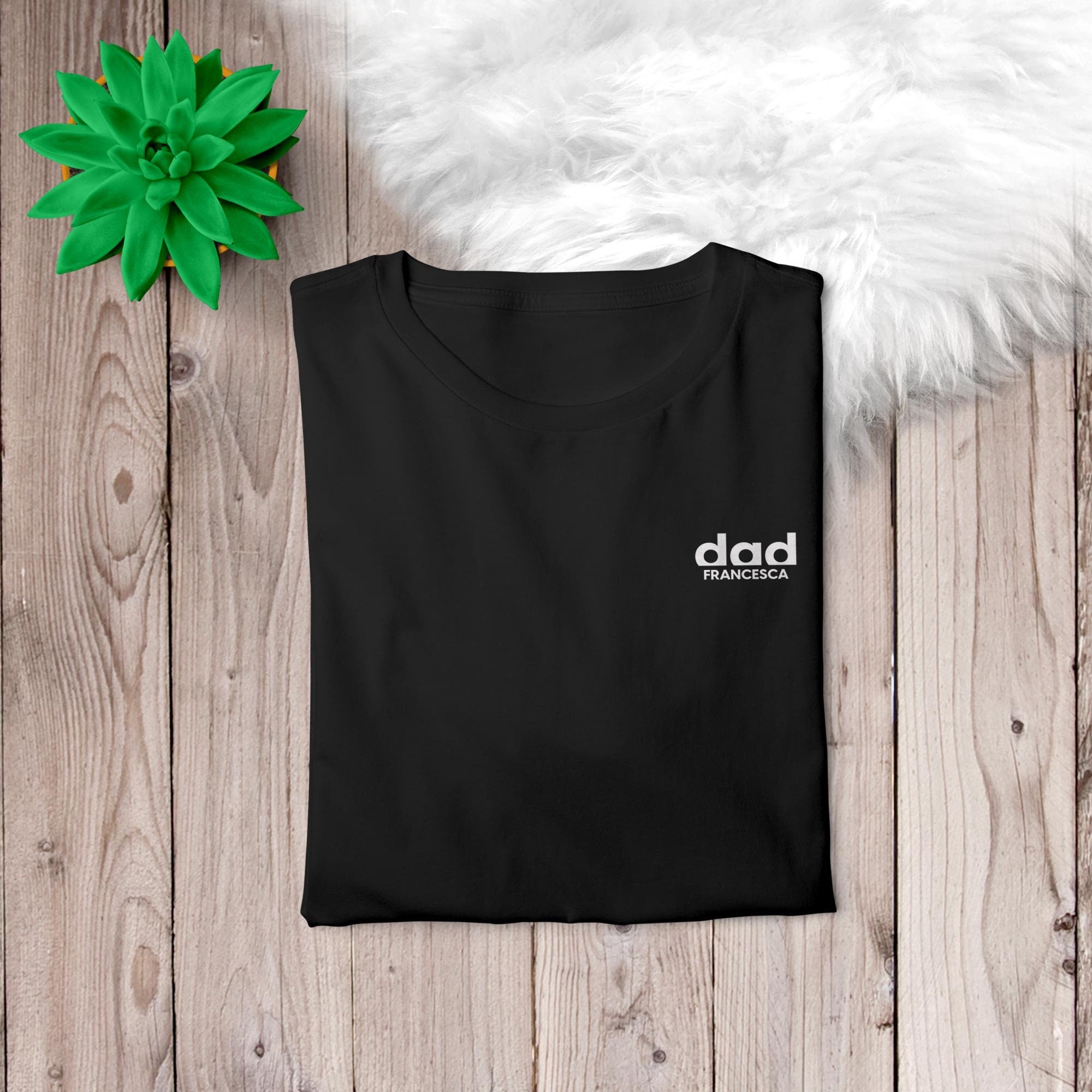 Dad T-Shirt weiß schwarz, personalisiert mit Namen