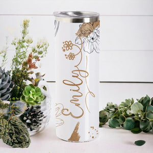 personalisierte Watercolor Tumbler, Thermoflasche personalisiert mit Name