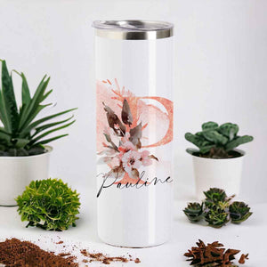 floraler Tumbler, Thermoflasche personalisiert mit Name