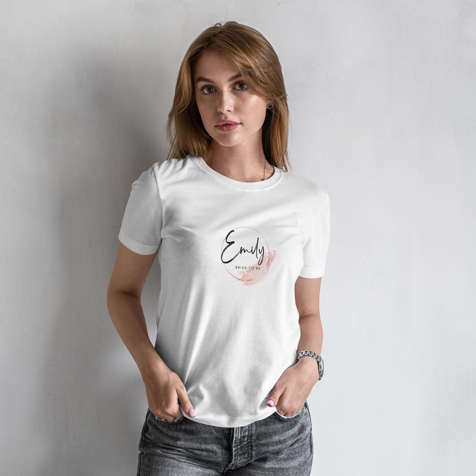 Braut Bride T-Shirt, personalisiert mit Namen