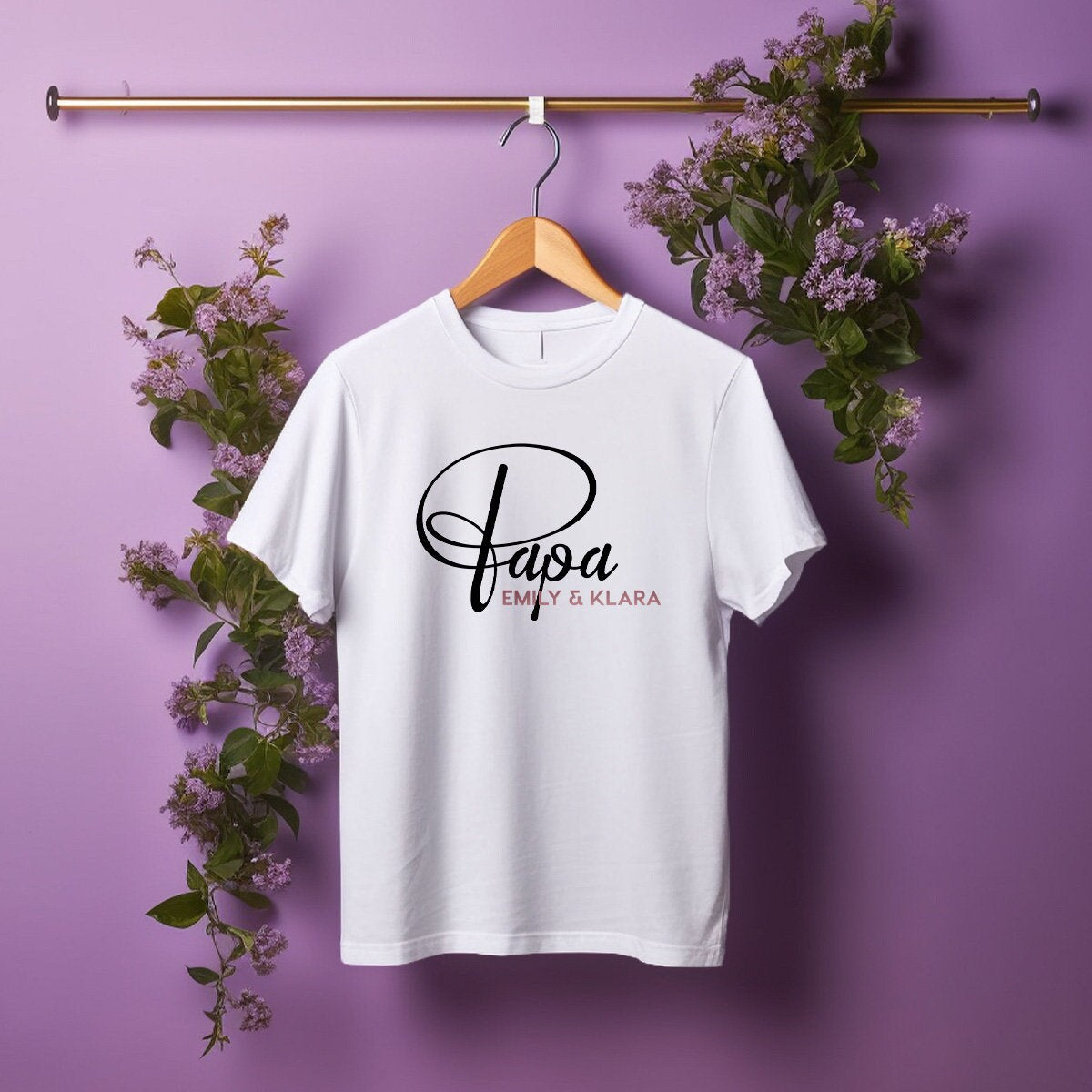 Papa T-Shirt P weiß, personalisiert mit Namen