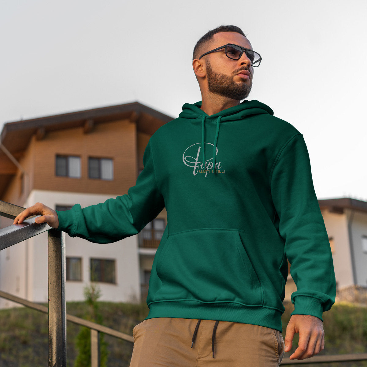 Papa Hoody P grün personalisiert mit Namen