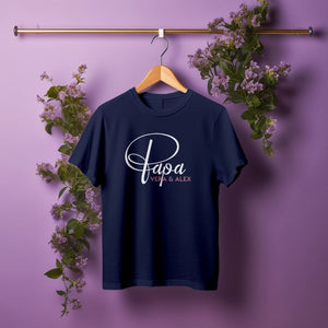 Papa T-Shirt P navy, personalisiert mit Namen