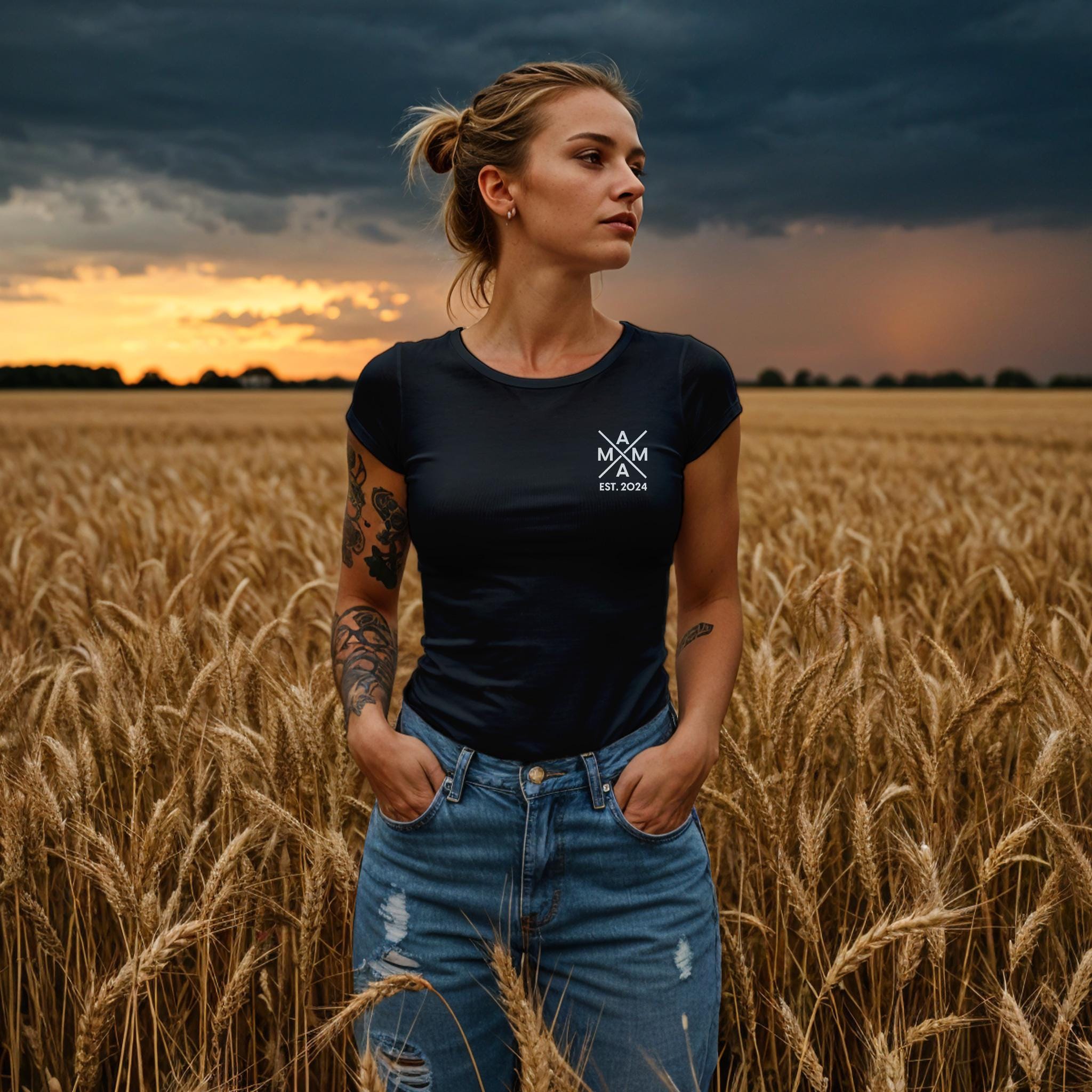 Mama T-Shirt X schwarz, Mama Shirt personalisiert mit Namen