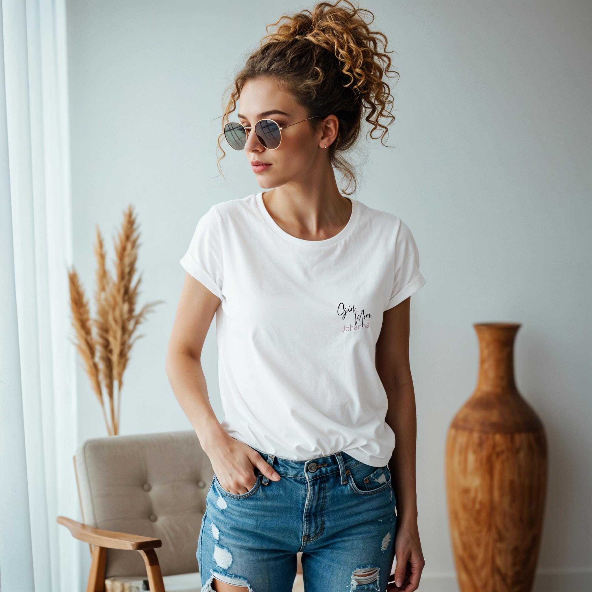 Girl Mom, Mama T-Shirt, personalisiert mit Namen