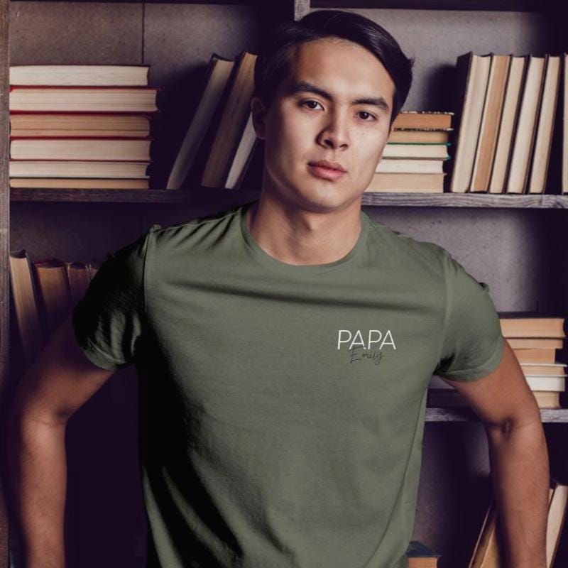 Papa T-Shirt Visby khaki, Papa Shirt personalisiert mit Namen