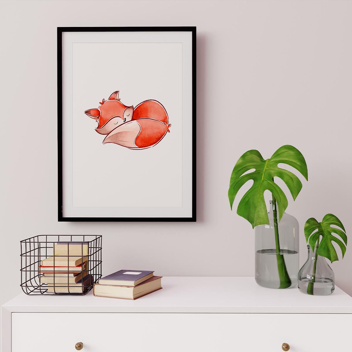 Poster Wandbild schlafender Fuchs