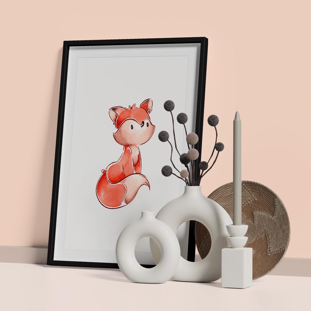 Poster Wandbild wachender Fuchs