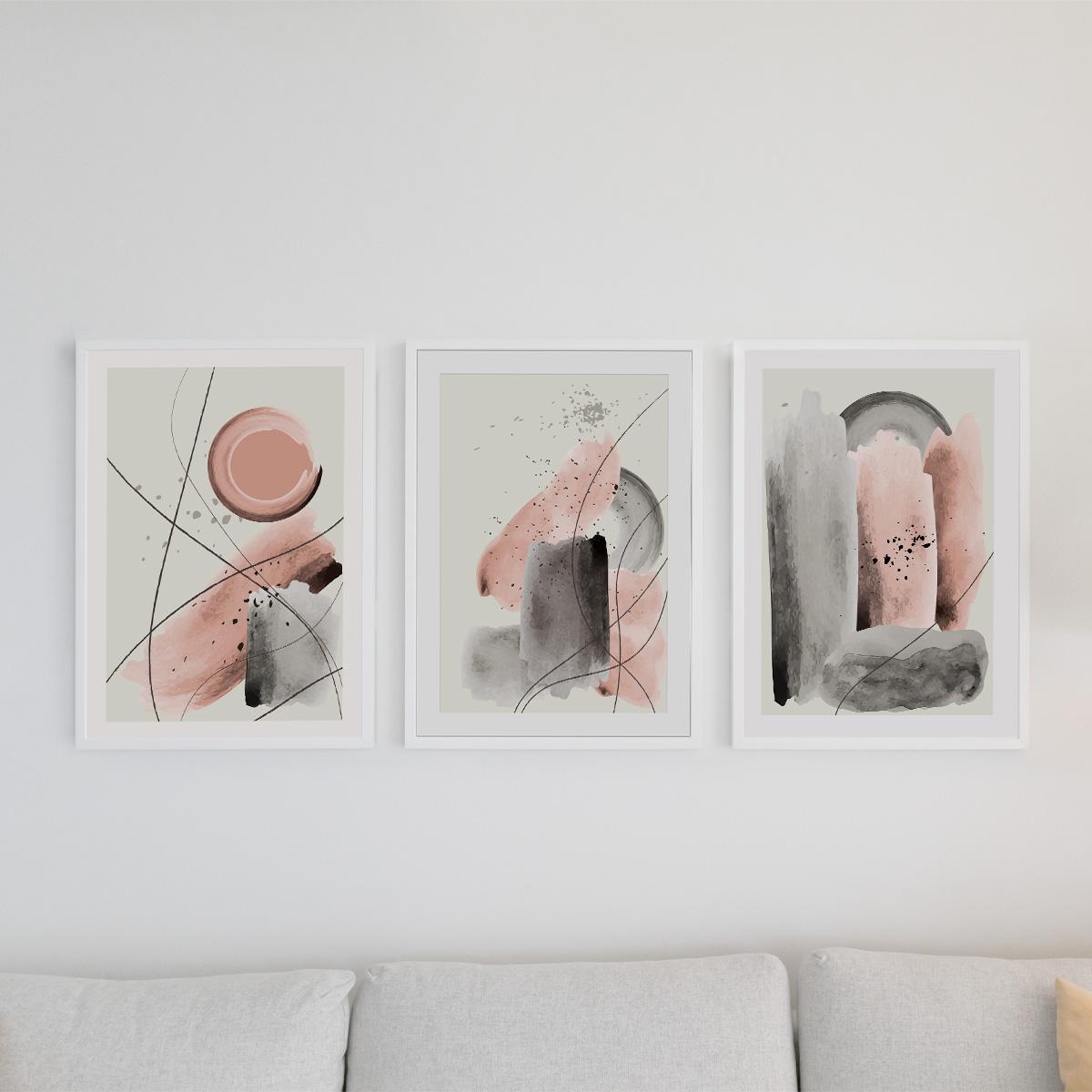 Poster Wandbild 3er Set abstrakt I