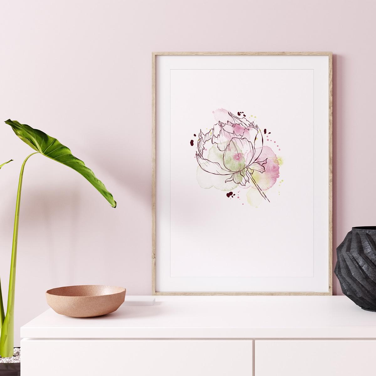 Poster Wandbild illustrierte Blume 1